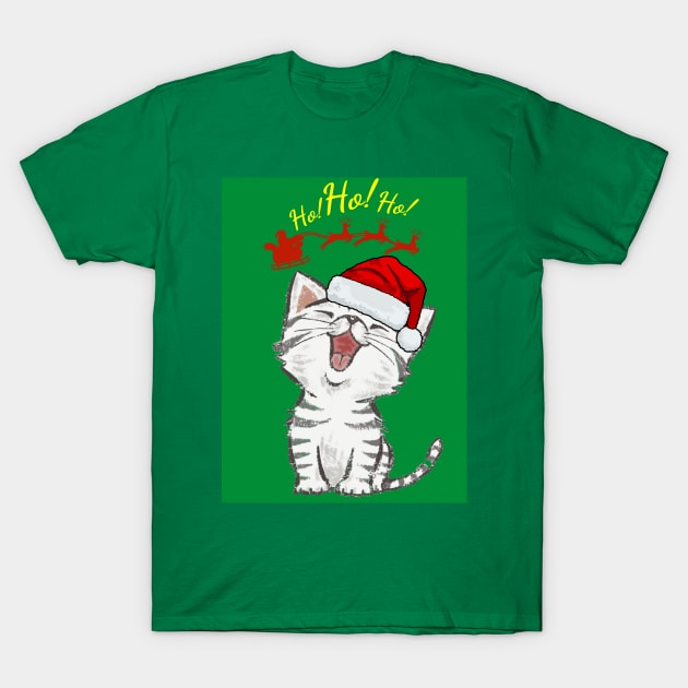 Santa cat T-Shirt by Rene Martin